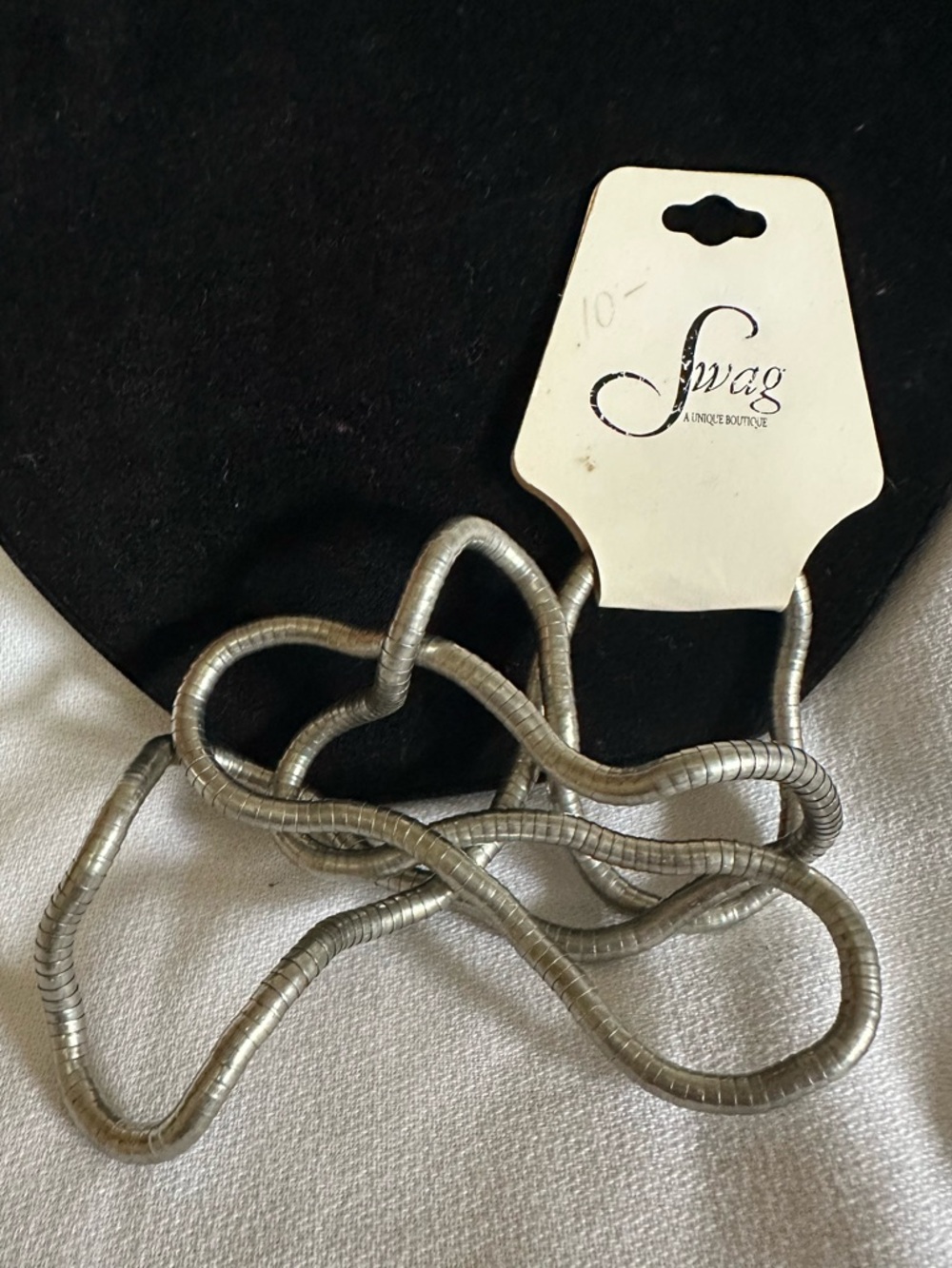 SWAG Brand Silver-Tone Coil Necklace 34”